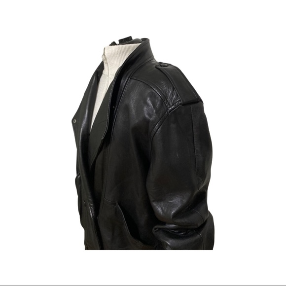 Vintage Slouchy Leather Jacket - Unisex Small Oversized Fit - Picture 5 of 13